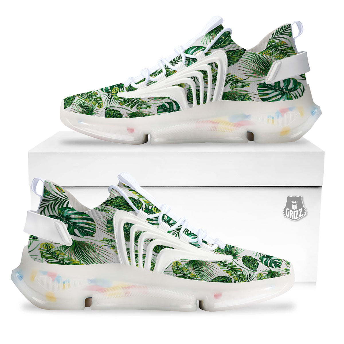 Tropical Palm Hawaiian Print Pattern White Gym Shoes-grizzshop