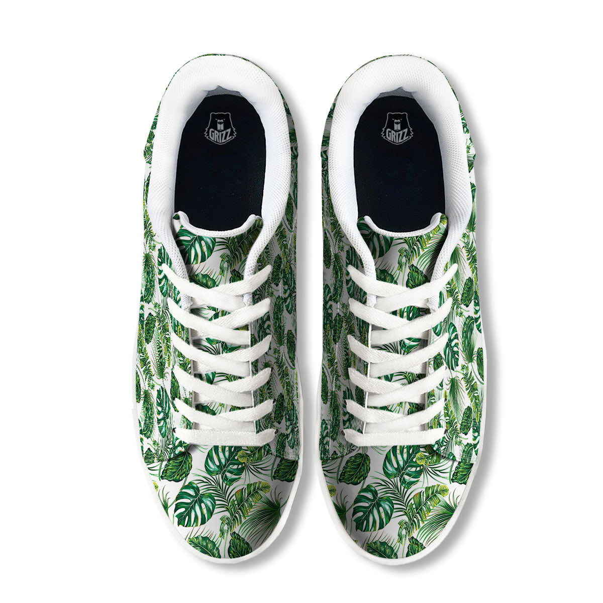 Tropical Palm Hawaiian Print Pattern White Low Top Sneakers-grizzshop