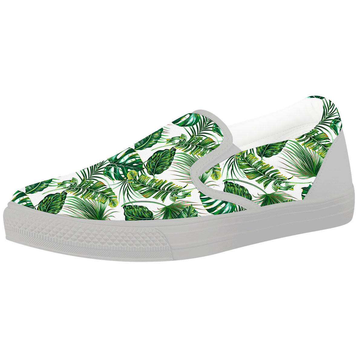 Tropical Palm Hawaiian Print Pattern White Slip On Shoes-grizzshop