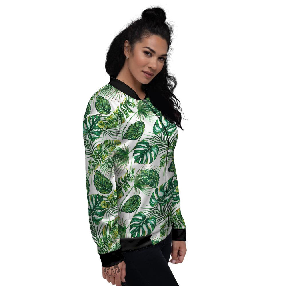 Tropical Palm Hawaiian Print Pattern Women's Bomber Jacket-grizzshop