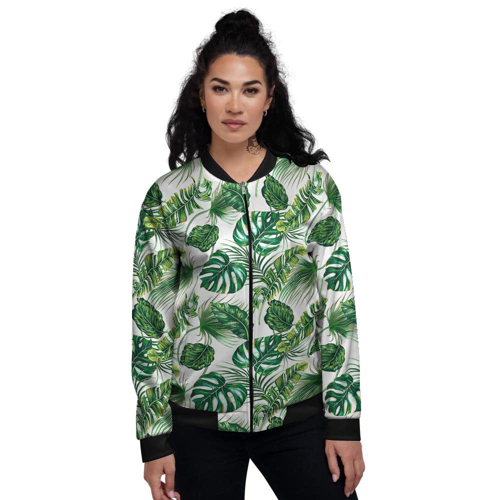 Tropical Palm Hawaiian Print Pattern Women's Bomber Jacket-grizzshop