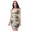 Tropical Palm Lead Island Print Bodycon Dress-grizzshop