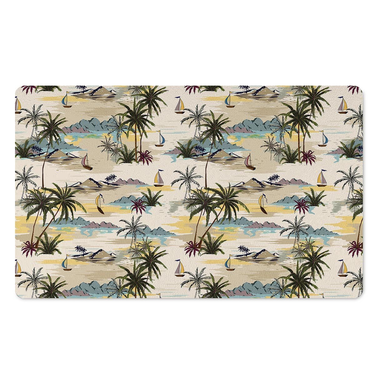 Tropical Palm Lead Island Print Door Mat-grizzshop