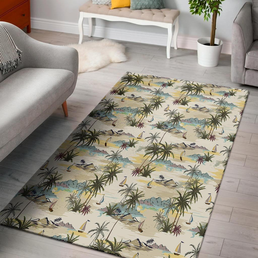 Tropical Palm Lead Island Print Floor Mat-grizzshop