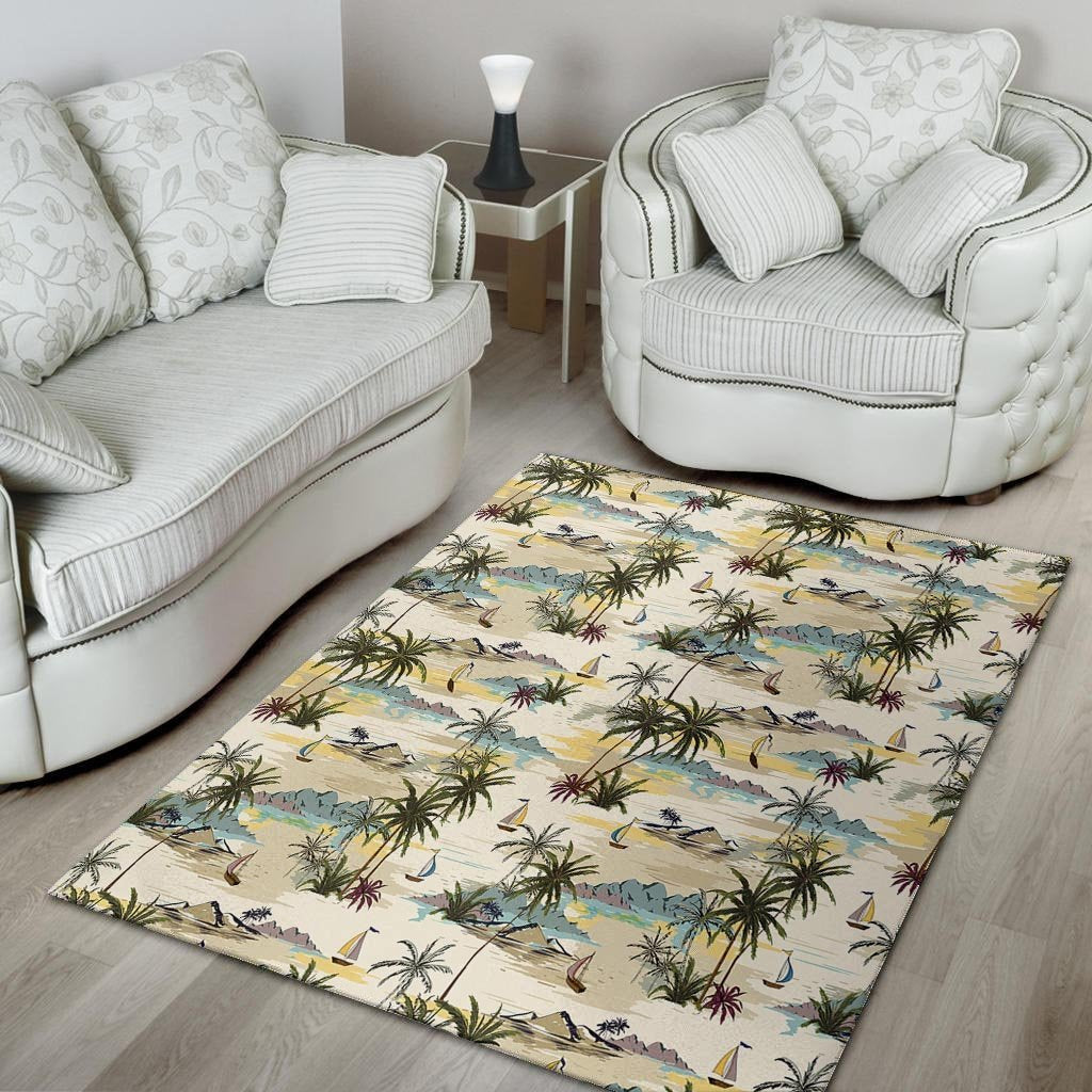 Tropical Palm Lead Island Print Floor Mat-grizzshop