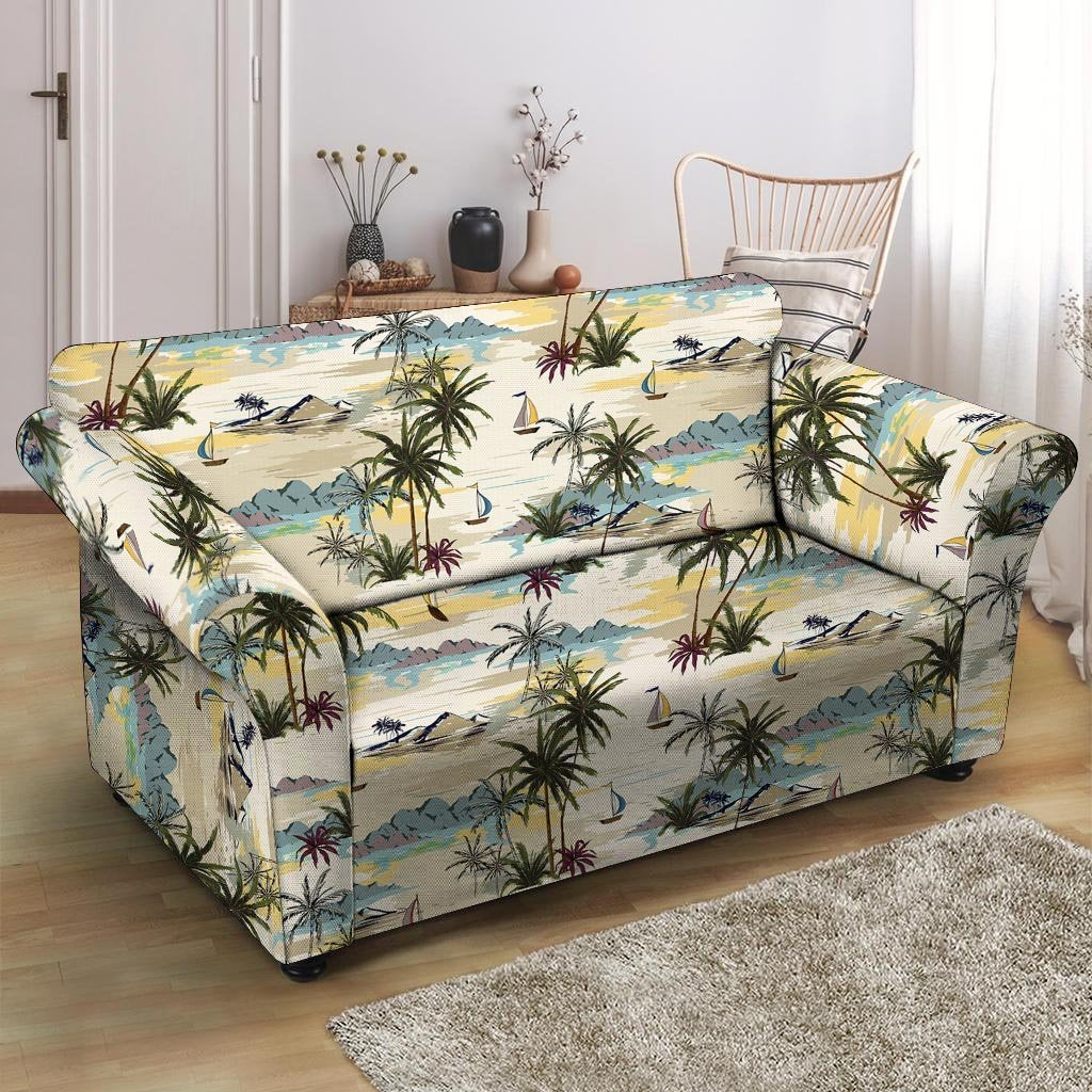 Tropical Palm Lead Island Print Loveseat Cover-grizzshop