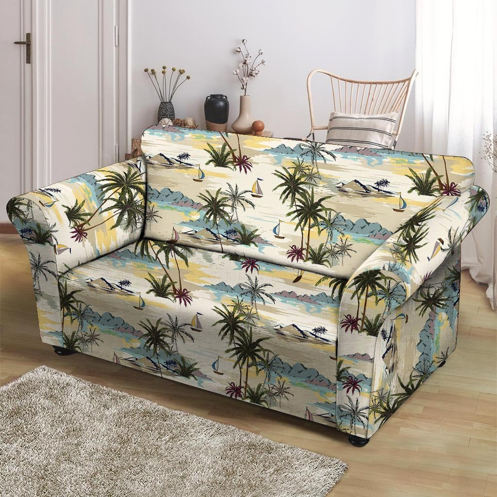 Tropical Palm Lead Island Print Loveseat Cover-grizzshop