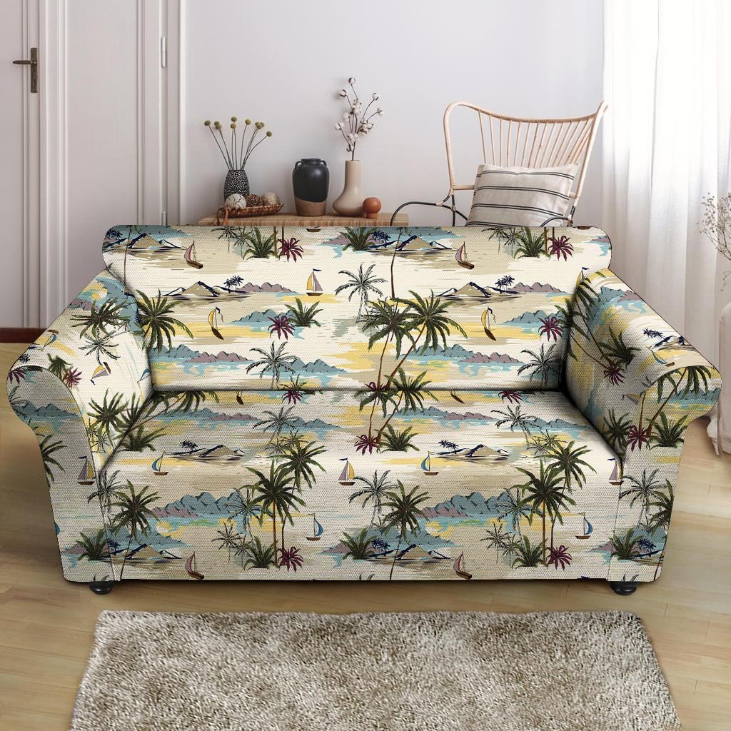 Tropical Palm Lead Island Print Loveseat Cover-grizzshop