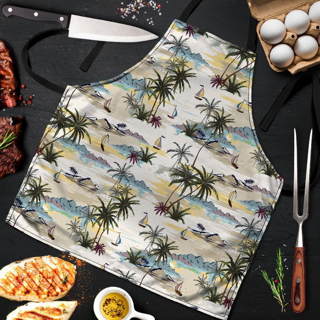 Tropical Palm Lead Island Print Men's Apron-grizzshop