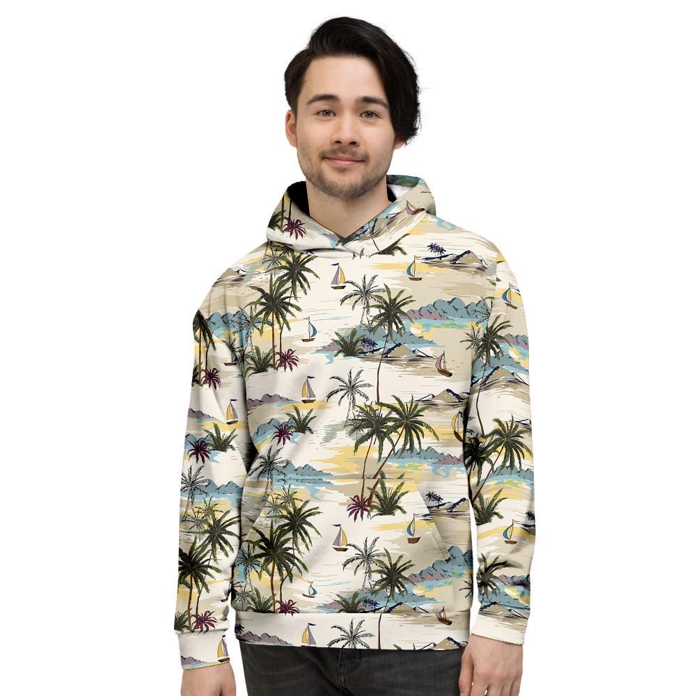 Tropical Palm Lead Island Print Men's Hoodie-grizzshop