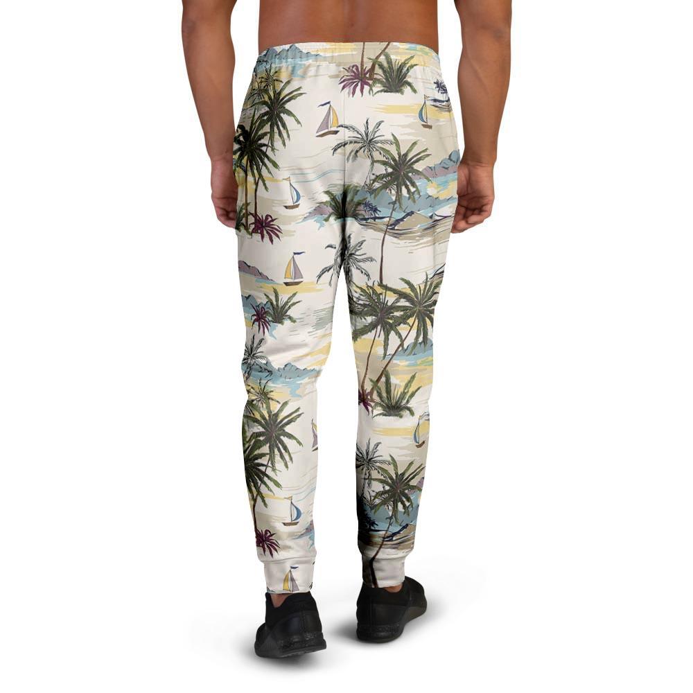 Tropical Palm Lead Island Print Men's Joggers-grizzshop