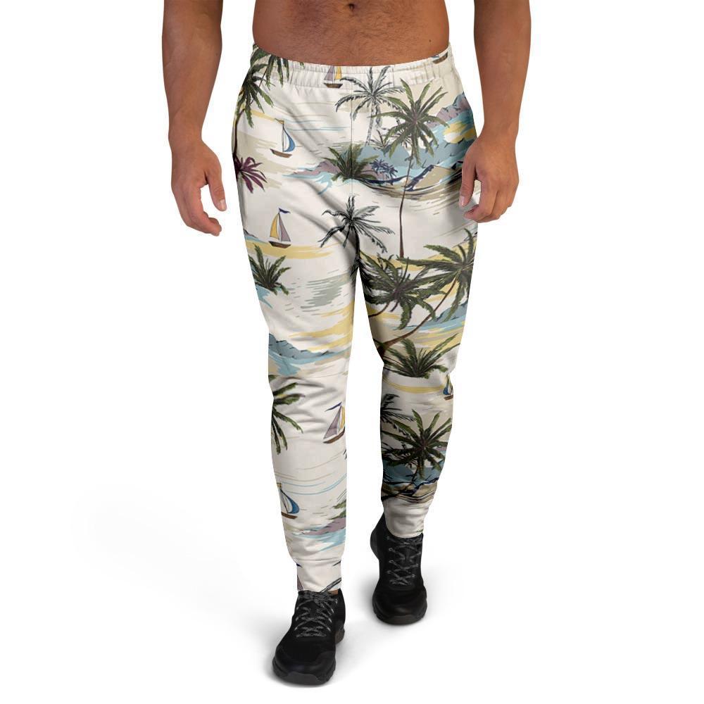 Tropical Palm Lead Island Print Men's Joggers-grizzshop