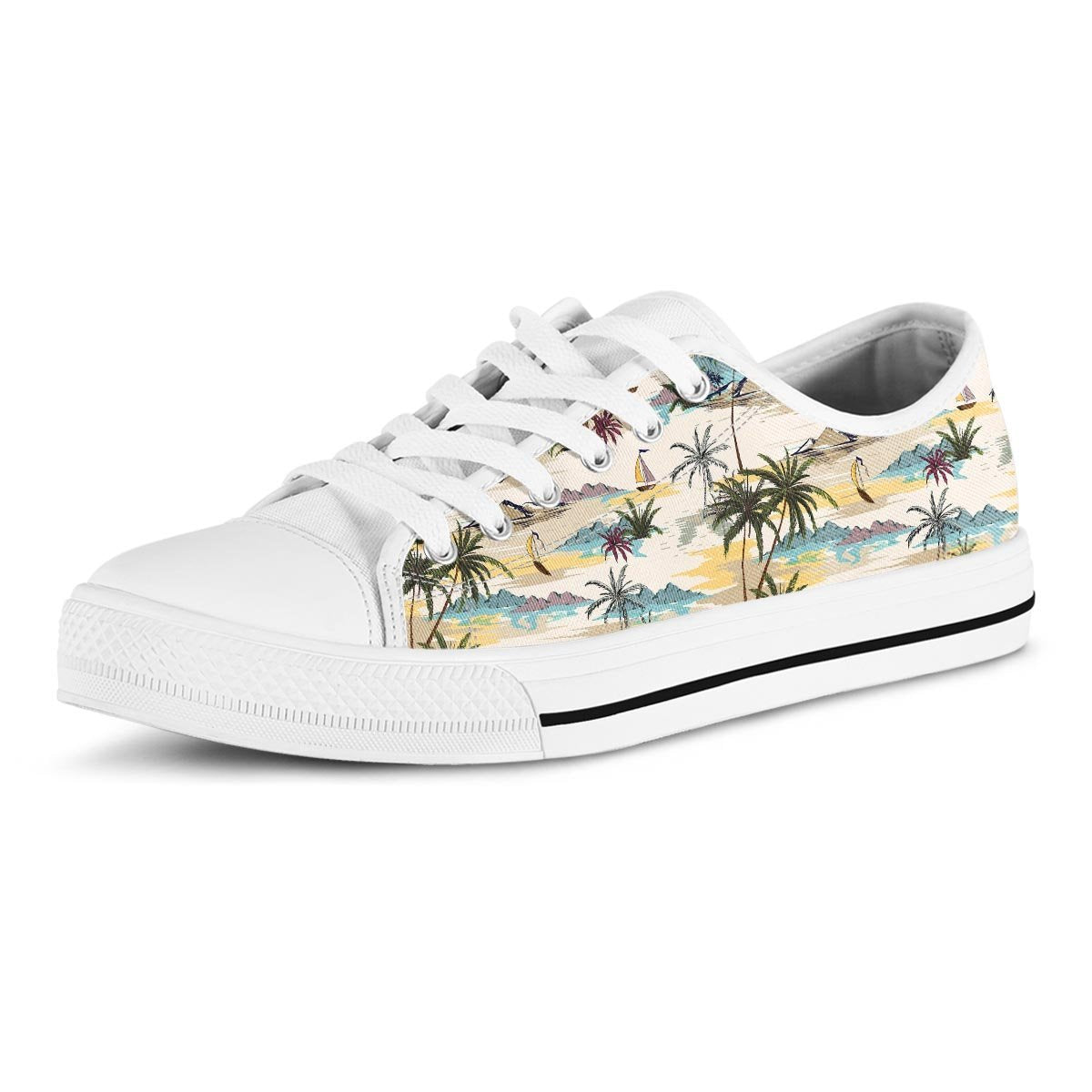 Tropical Palm Lead Island Print Men's Low Top Shoes-grizzshop