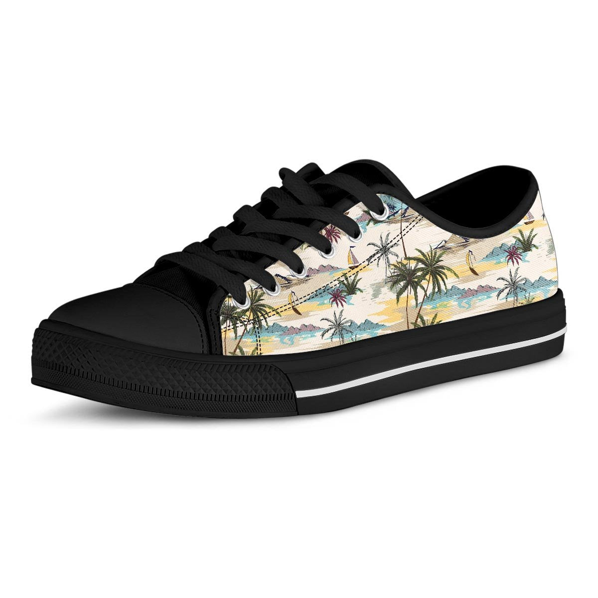 Tropical Palm Lead Island Print Men's Low Top Shoes-grizzshop