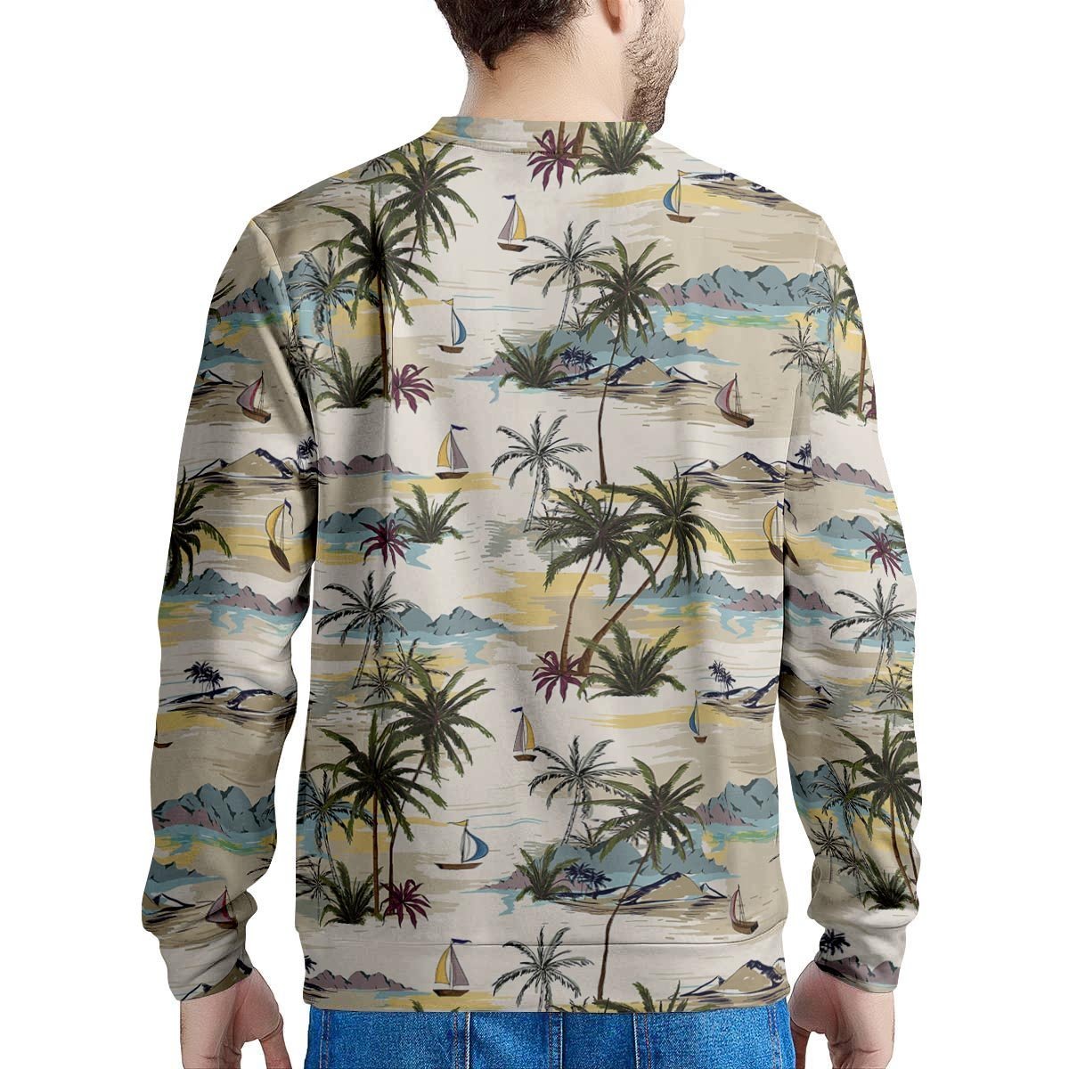 Tropical Palm Lead Island Print Men's Sweatshirt-grizzshop