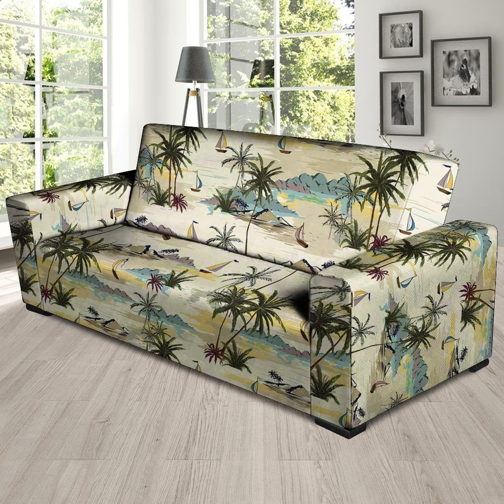 Tropical Palm Lead Island Print Sofa Cover-grizzshop