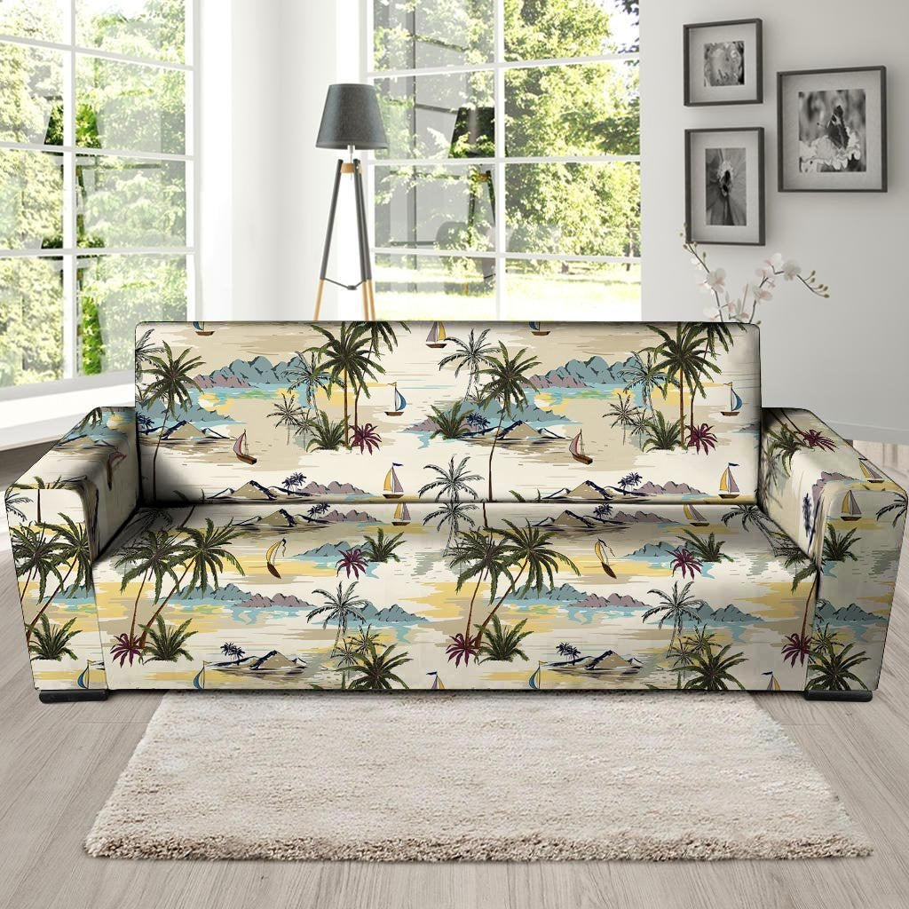 Tropical Palm Lead Island Print Sofa Cover-grizzshop