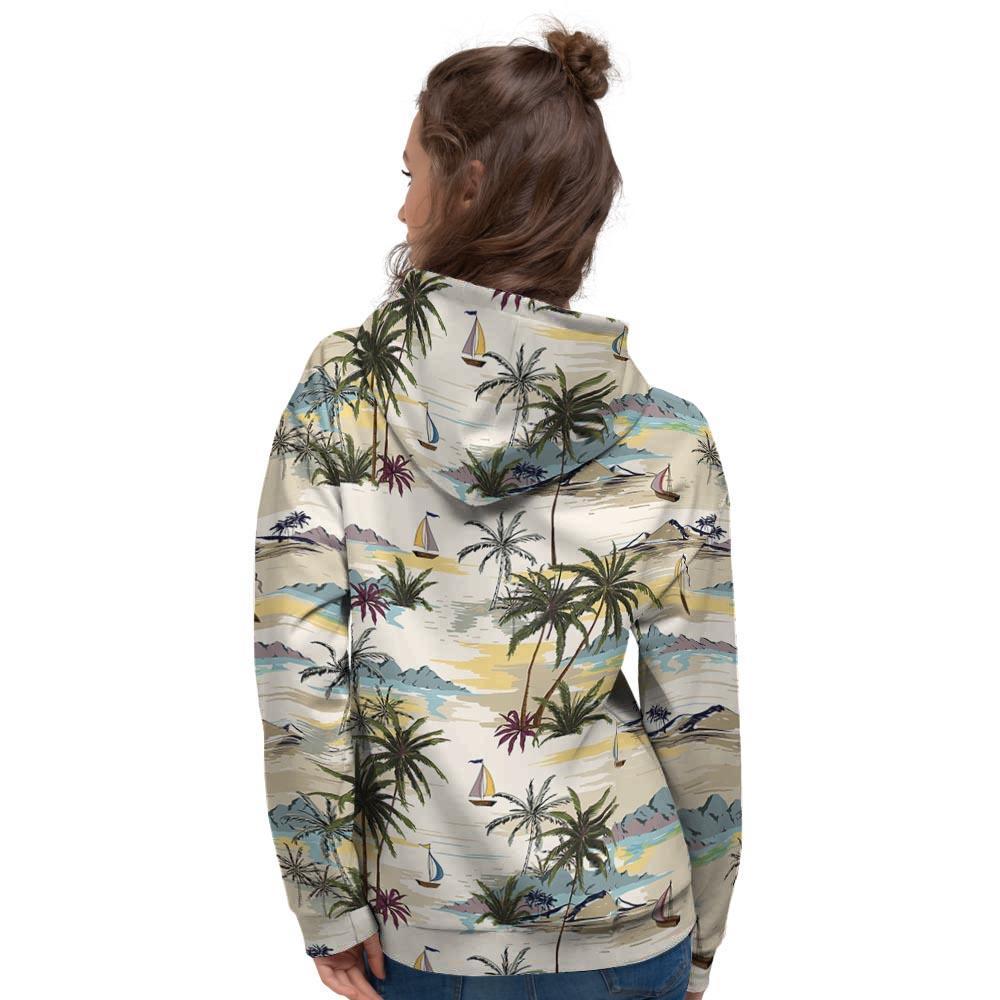 Tropical Palm Lead Island Print Women's Hoodie-grizzshop