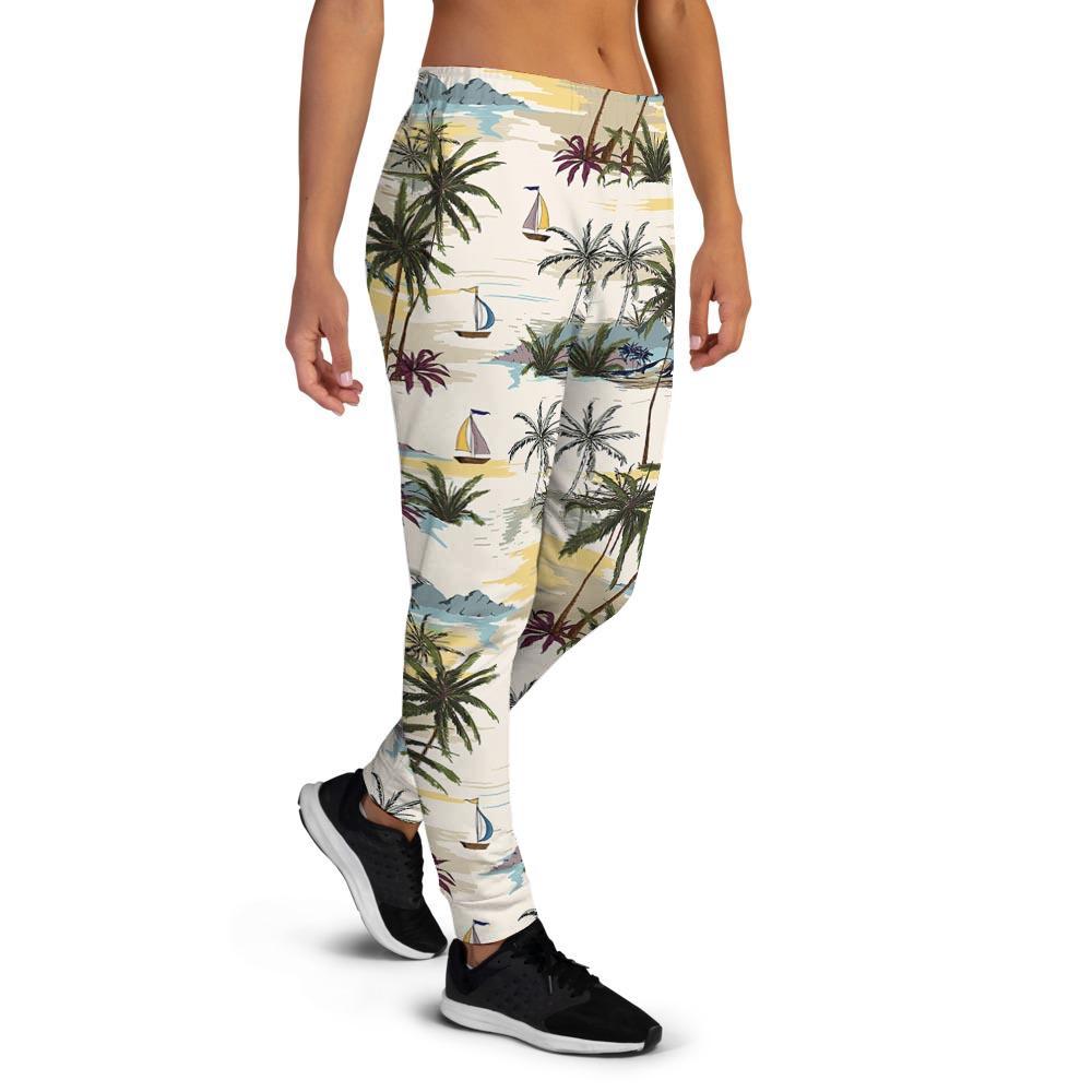 Tropical Palm Lead Island Print Women's Joggers-grizzshop