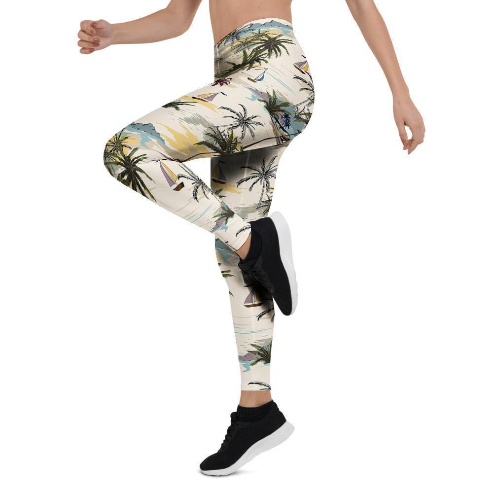 Tropical Palm Lead Island Print Women's Leggings-grizzshop