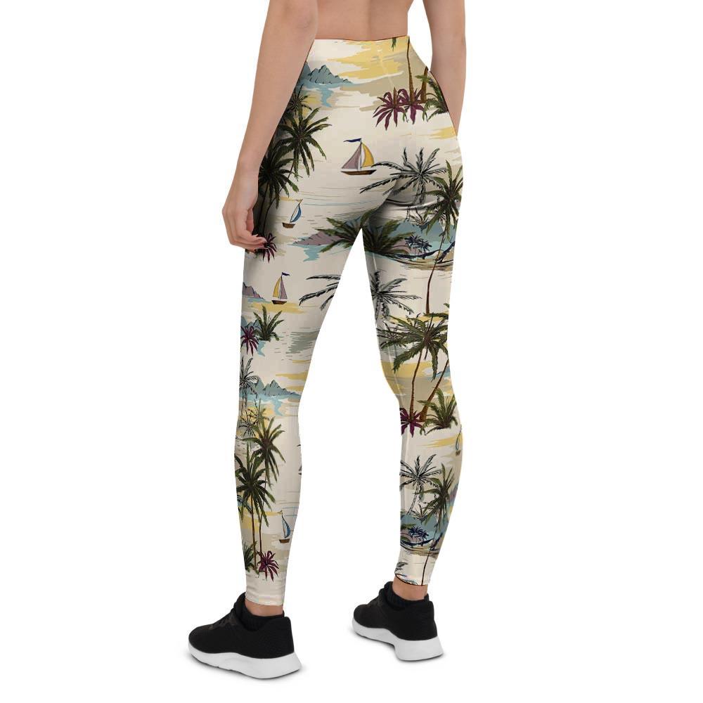 Tropical Palm Lead Island Print Women's Leggings-grizzshop