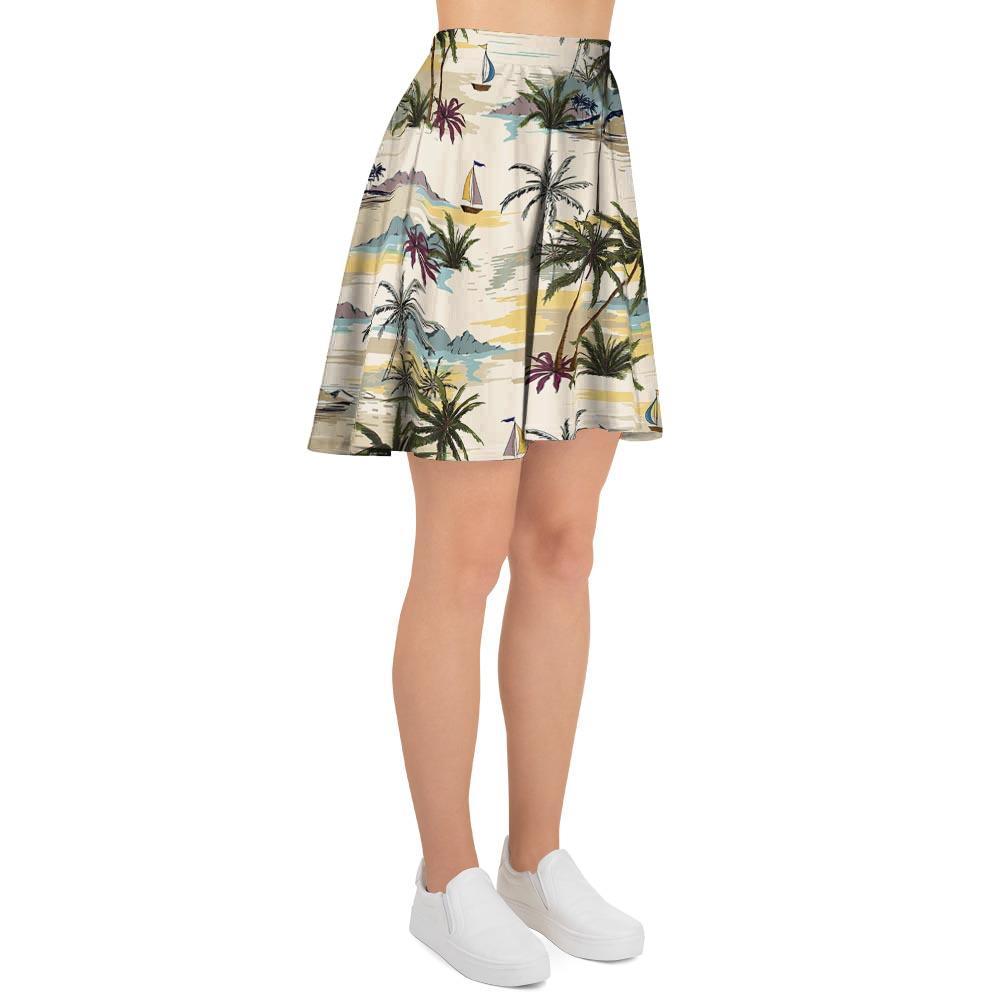 Tropical Palm Lead Island Print Women's Skirt-grizzshop