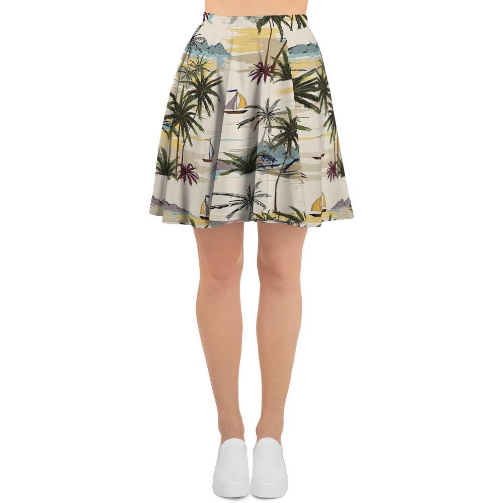 Tropical Palm Lead Island Print Women's Skirt-grizzshop