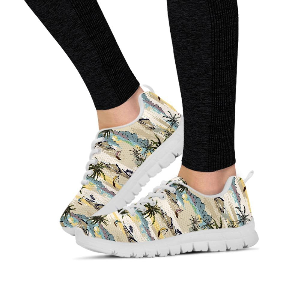 Tropical Palm Lead Island Print Women's Sneakers-grizzshop