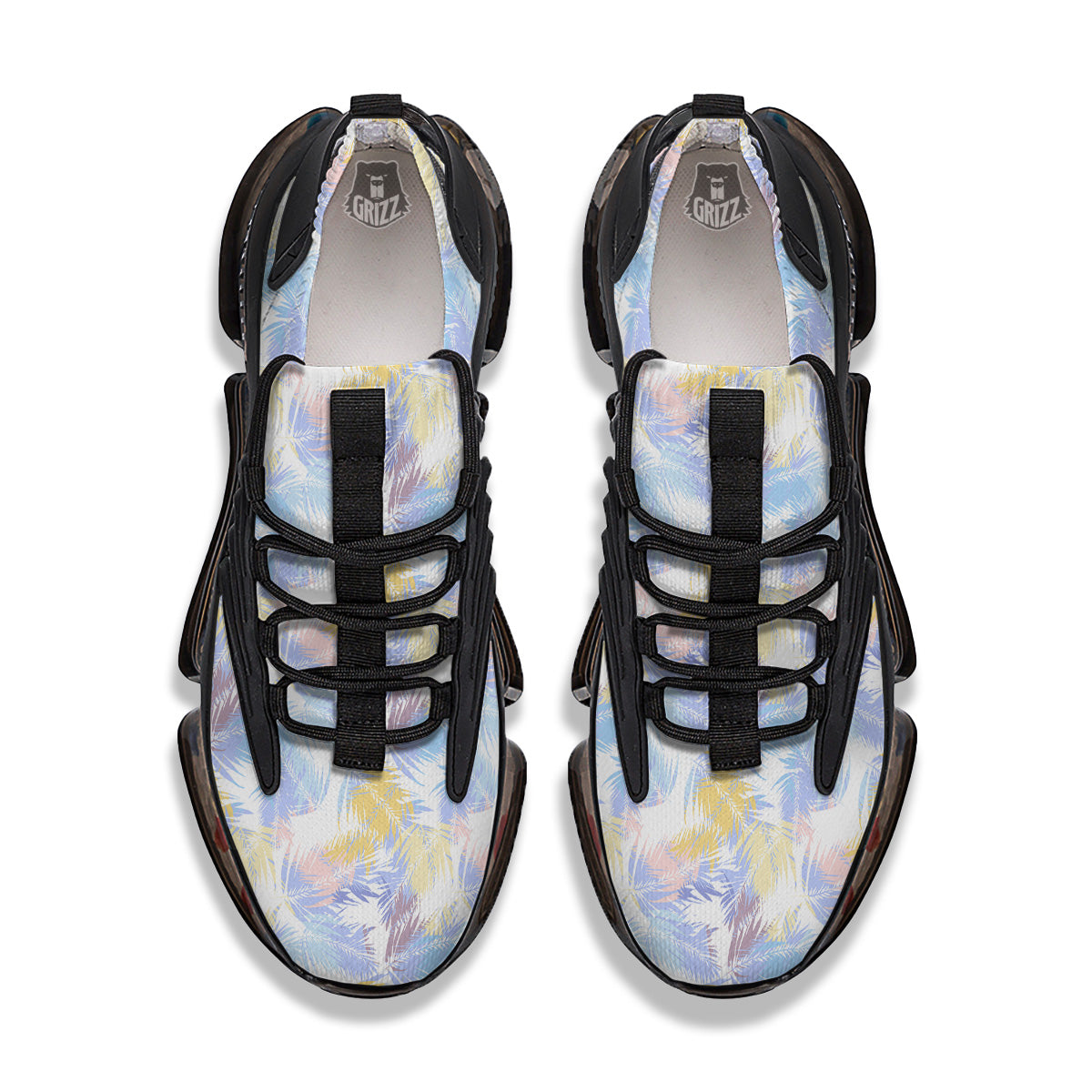 Tropical Palm Leaf Pastel Print Pattern Black Gym Shoes-grizzshop
