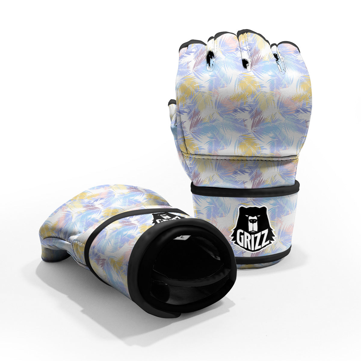 Tropical Palm Leaf Pastel Print Pattern MMA Gloves-grizzshop