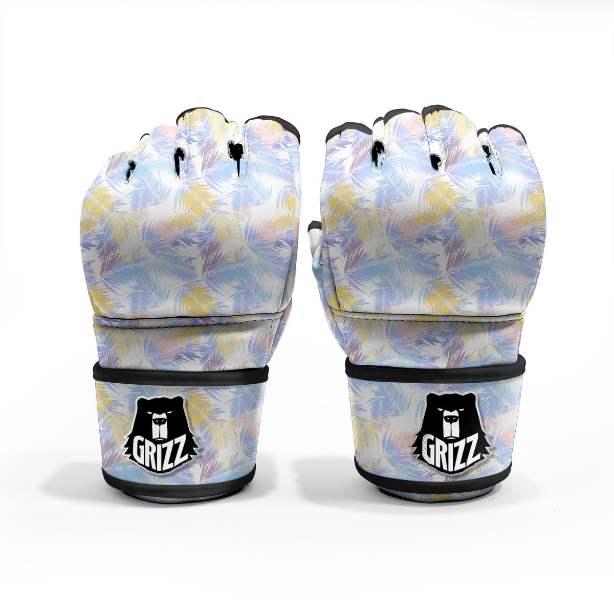 Tropical Palm Leaf Pastel Print Pattern MMA Gloves-grizzshop