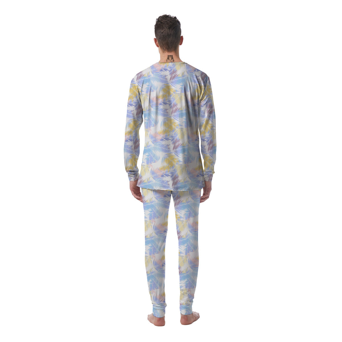 Tropical Palm Leaf Pastel Print Pattern Men's Pajamas-grizzshop