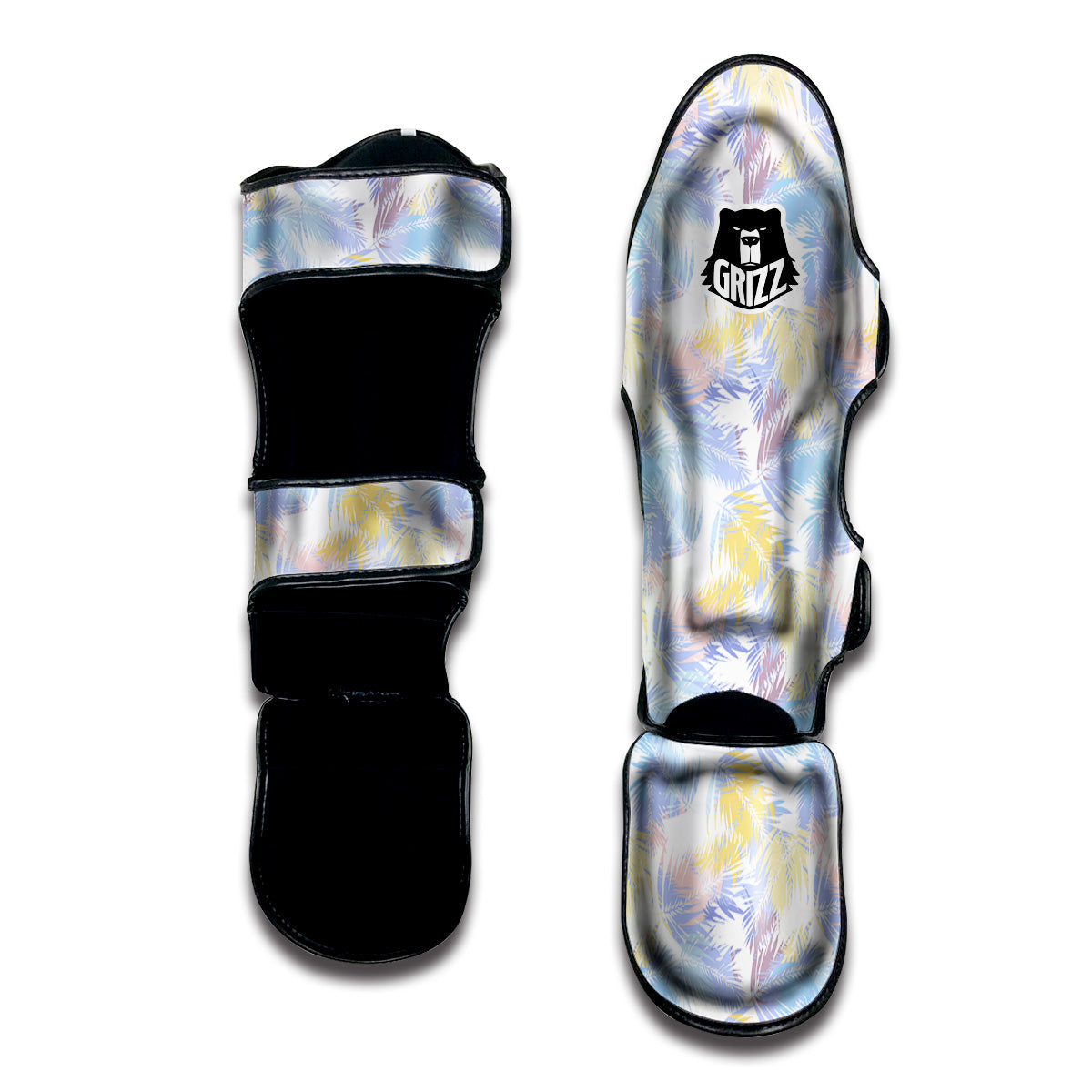 Tropical Palm Leaf Pastel Print Pattern Muay Thai Shin Guards-grizzshop