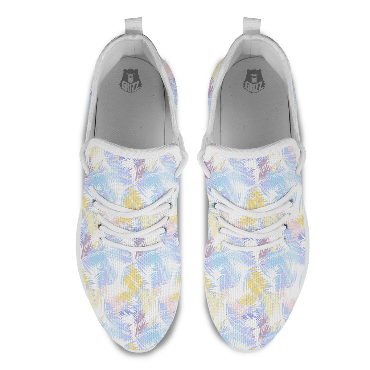 Tropical Palm Leaf Pastel Print Pattern White Athletic Shoes-grizzshop