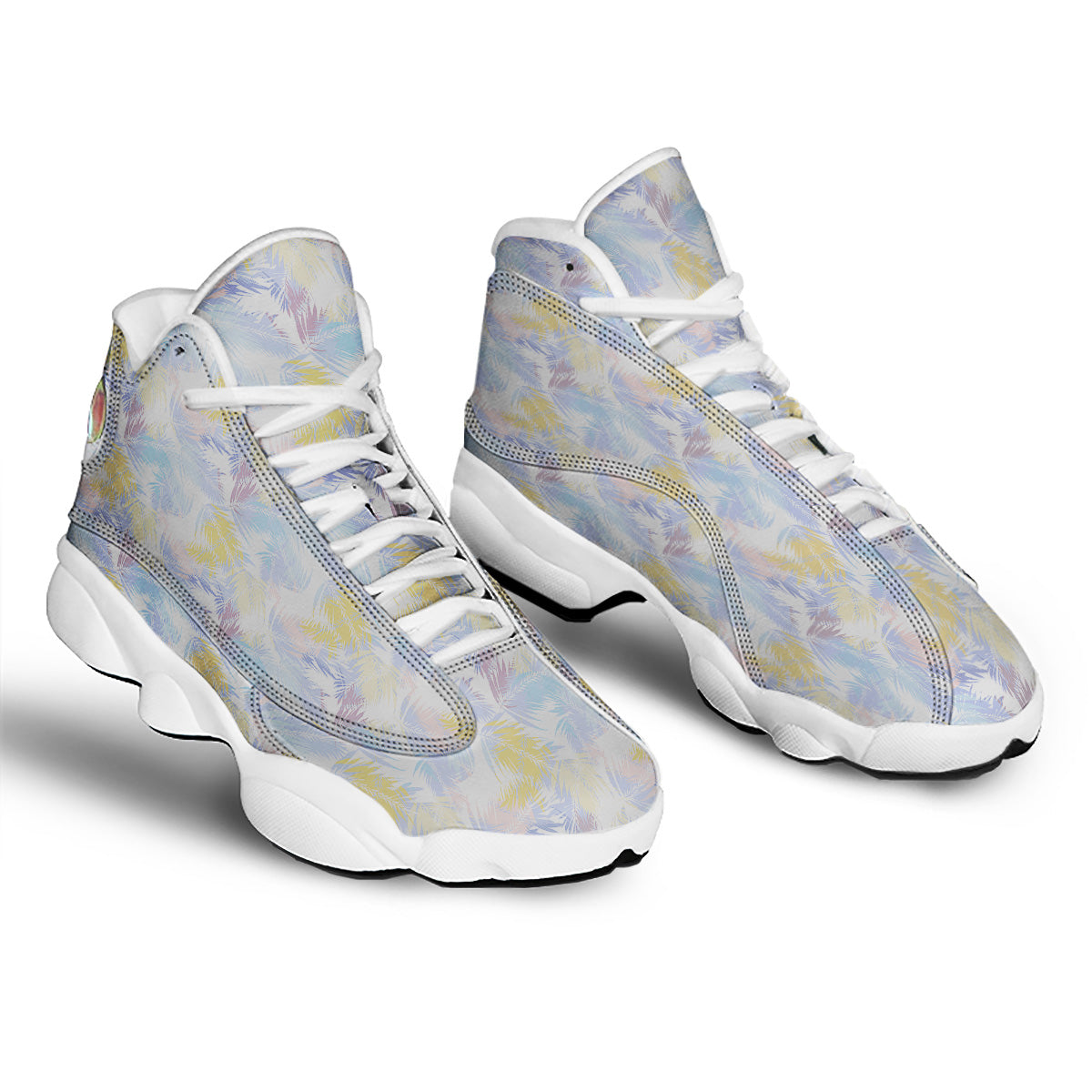 Tropical Palm Leaf Pastel Print Pattern White Basketball Shoes-grizzshop