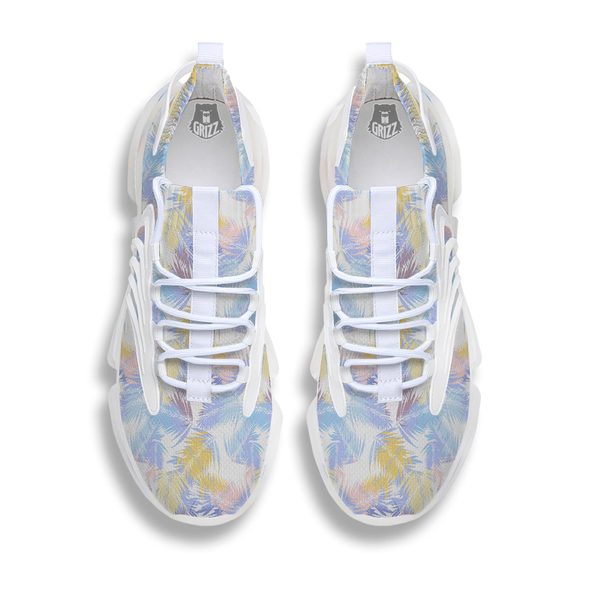 Tropical Palm Leaf Pastel Print Pattern White Gym Shoes-grizzshop