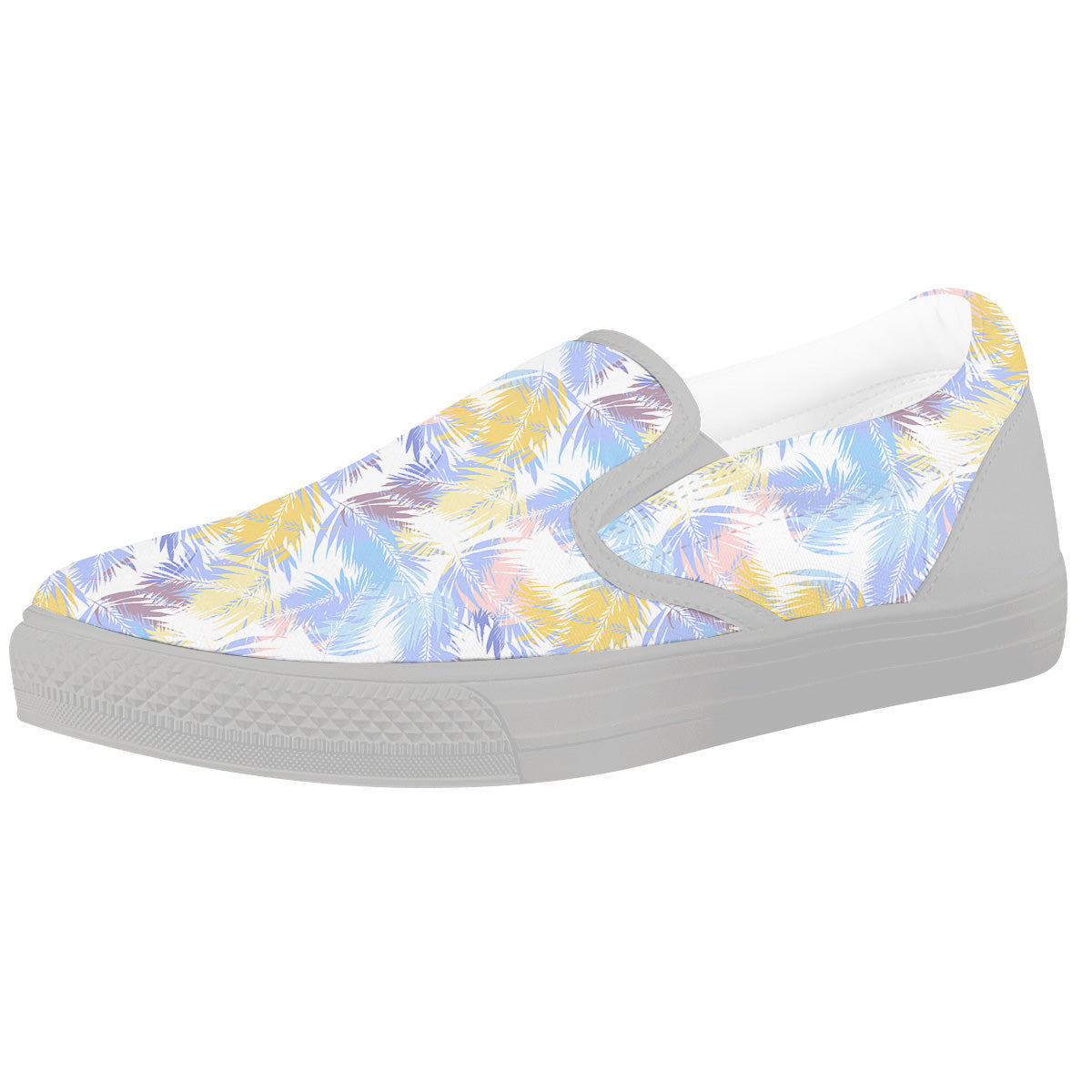 Tropical Palm Leaf Pastel Print Pattern White Slip On Shoes-grizzshop