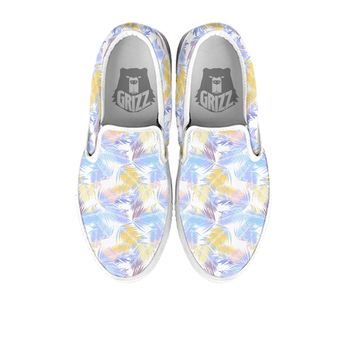 Tropical Palm Leaf Pastel Print Pattern White Slip On Shoes-grizzshop