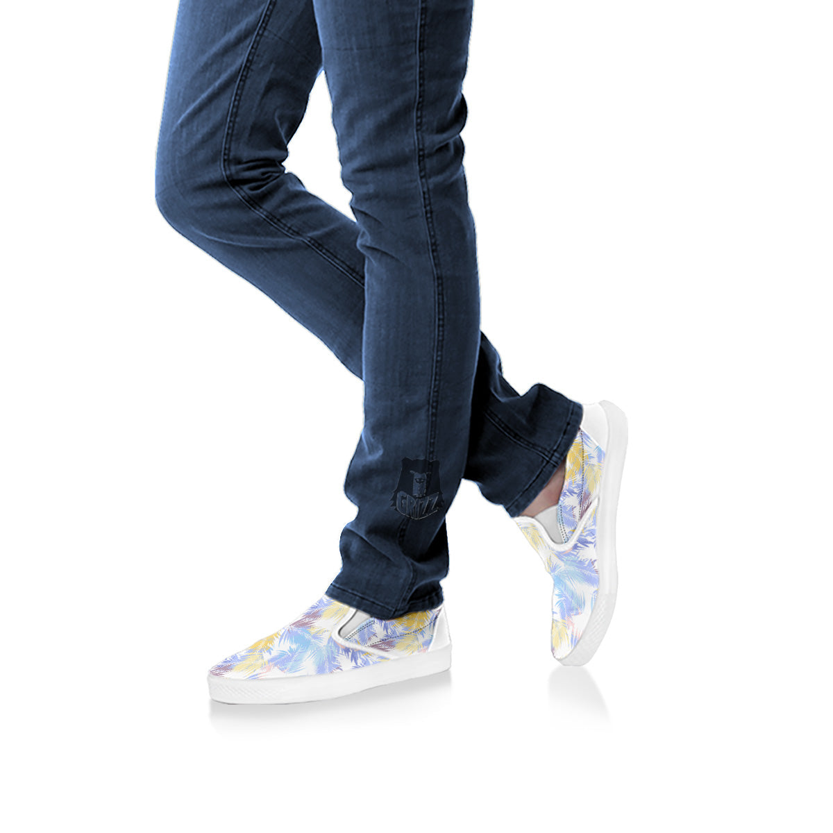 Tropical Palm Leaf Pastel Print Pattern White Slip On Shoes-grizzshop