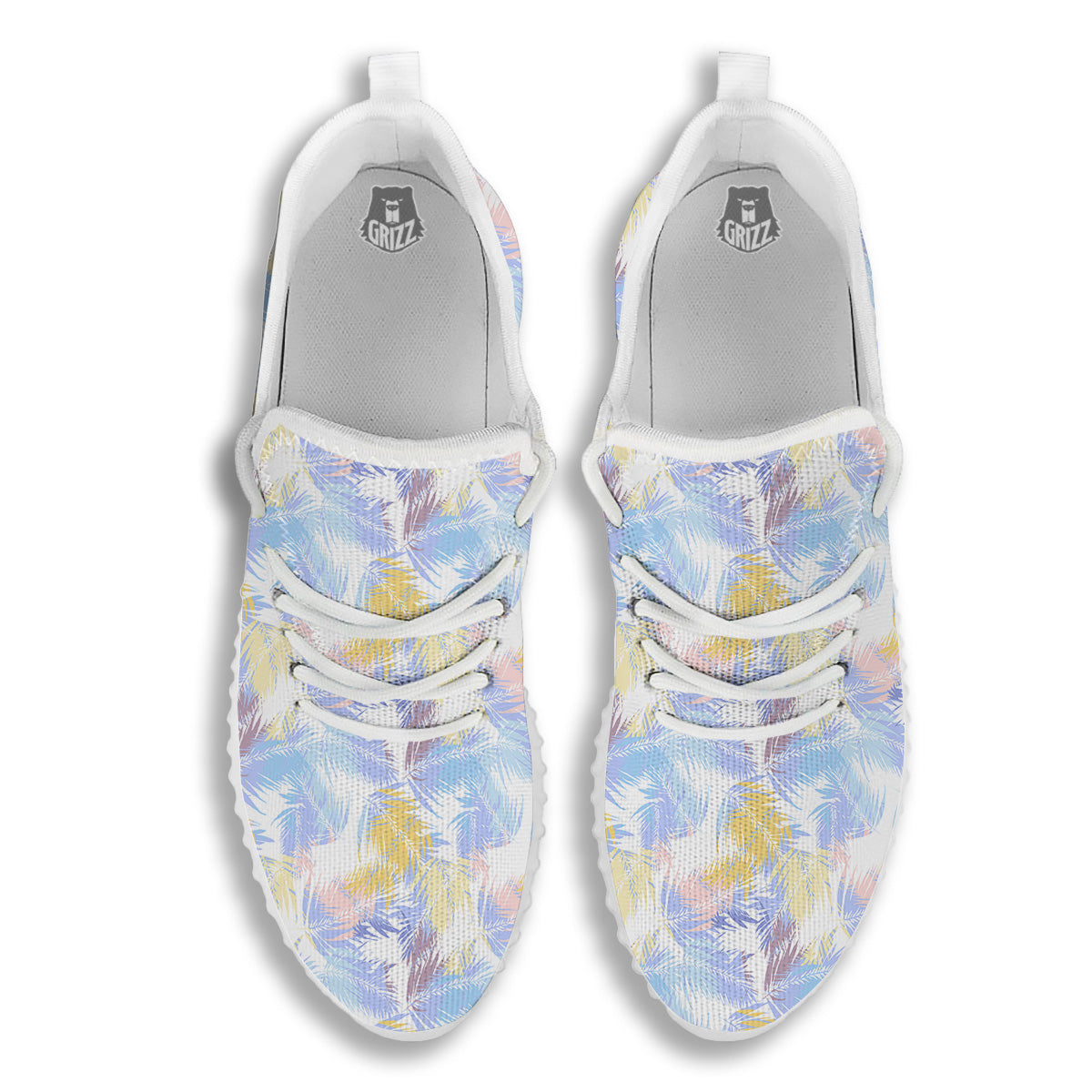 Tropical Palm Leaf Pastel Print Pattern White Walking Shoes-grizzshop
