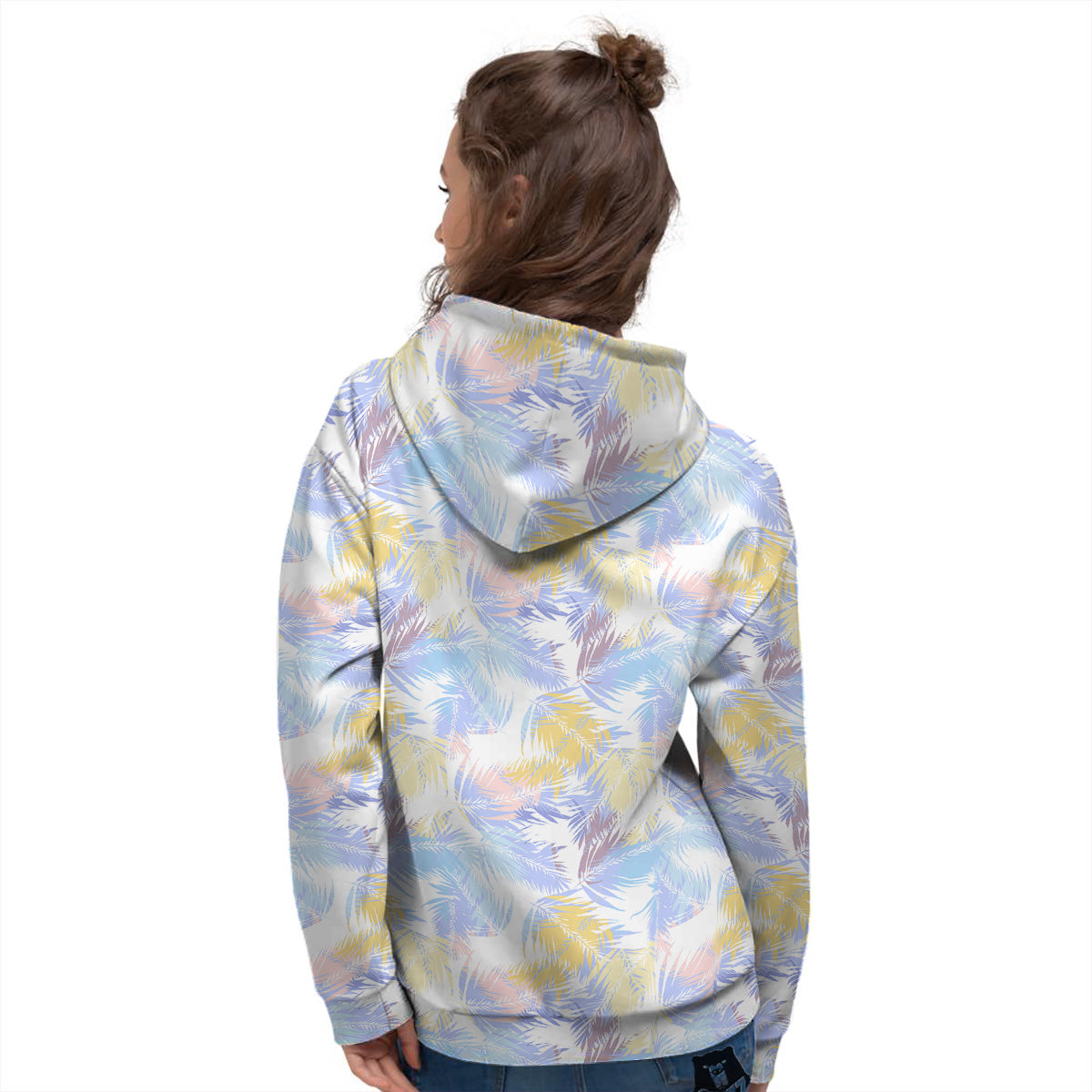 Tropical Palm Leaf Pastel Print Pattern Women's Hoodie-grizzshop