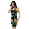 Tropical Palm Leaf Pineapple Print Bodycon Dress-grizzshop