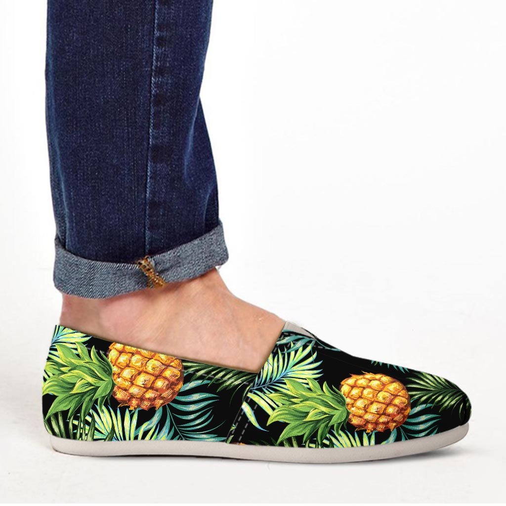 Tropical Palm Leaf Pineapple Print Canvas Shoes-grizzshop