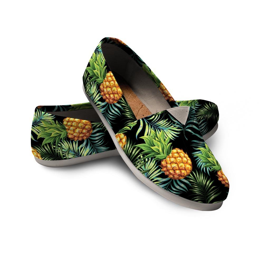 Tropical Palm Leaf Pineapple Print Canvas Shoes-grizzshop