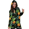 Tropical Palm Leaf Pineapple Print Hoodie Dress-grizzshop