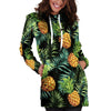 Tropical Palm Leaf Pineapple Print Hoodie Dress-grizzshop