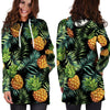 Tropical Palm Leaf Pineapple Print Hoodie Dress-grizzshop