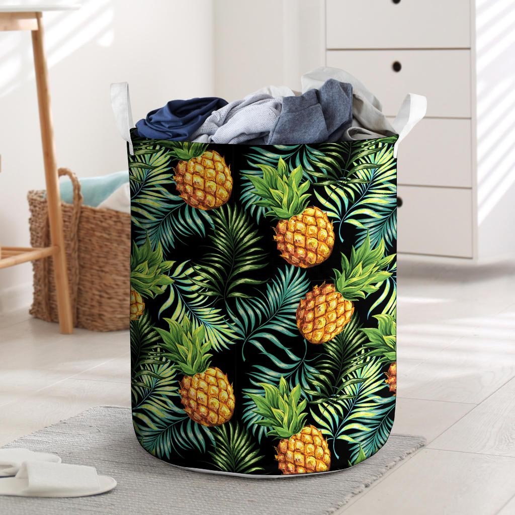 Tropical Palm Leaf Pineapple Print Laundry Basket-grizzshop
