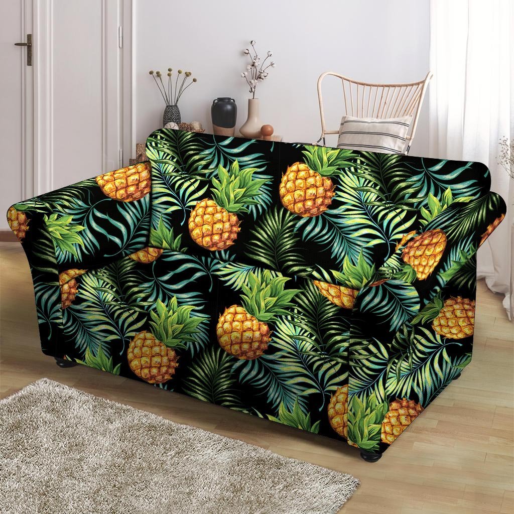 Tropical Palm Leaf Pineapple Print Loveseat Cover-grizzshop