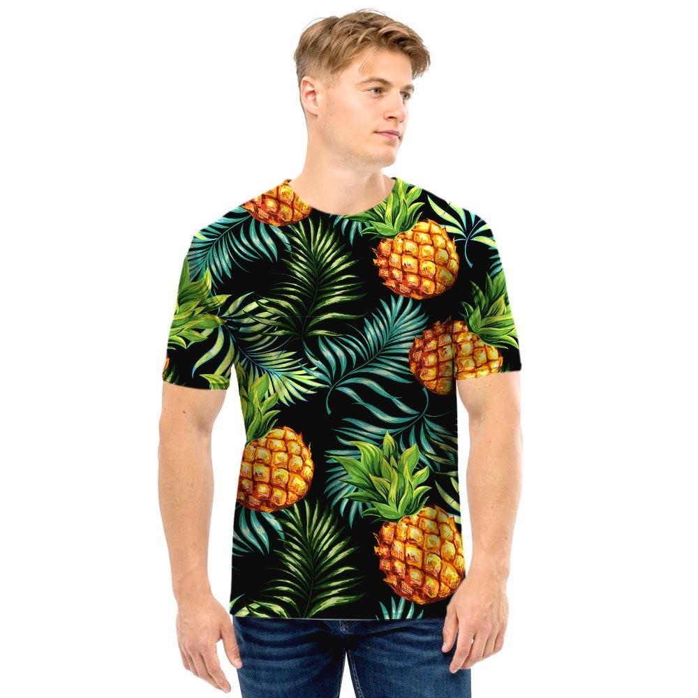 Tropical Palm Leaf Pineapple Print Men T Shirt-grizzshop